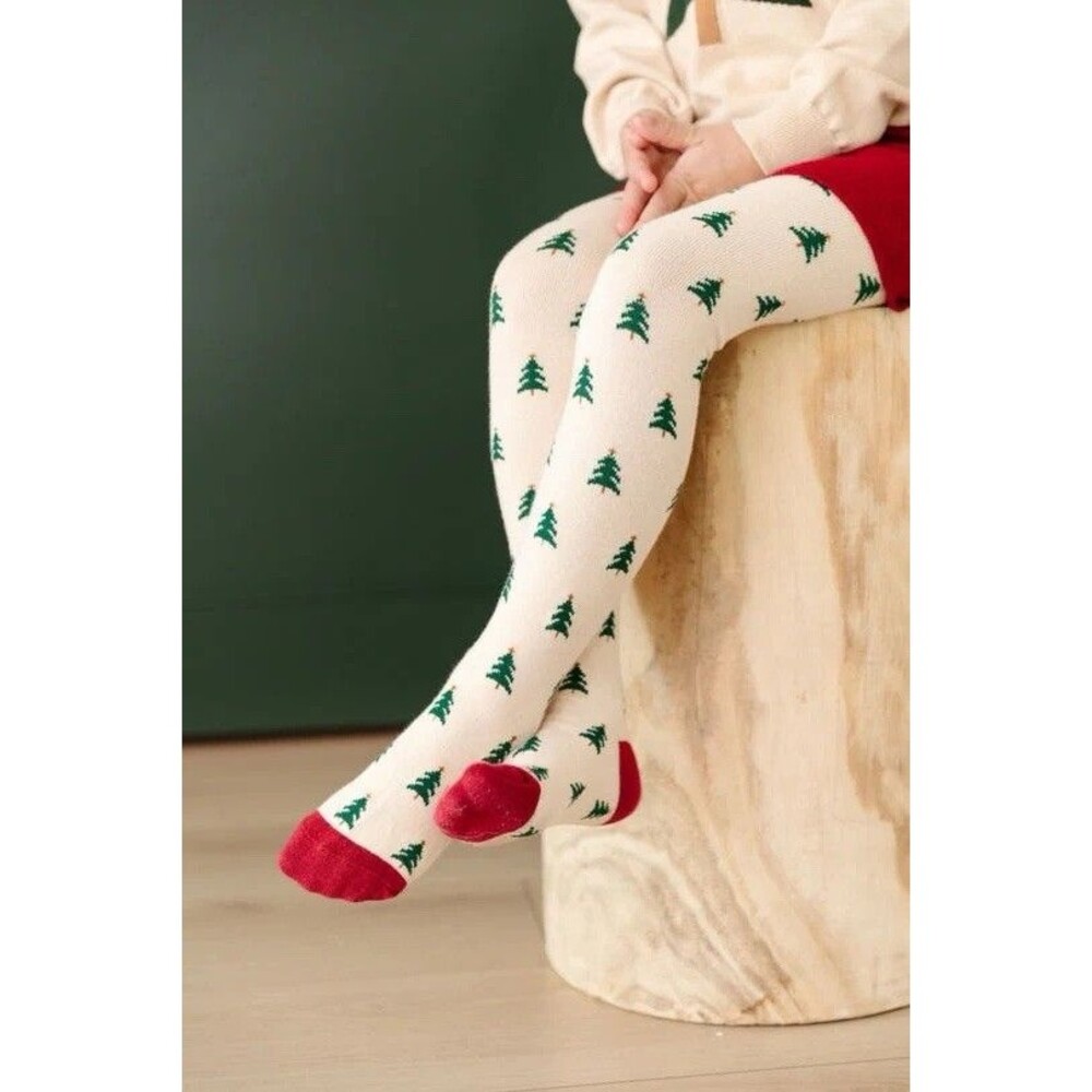 Little Stocking Co. Tree Farm Knit Tights 7-8Y EUC